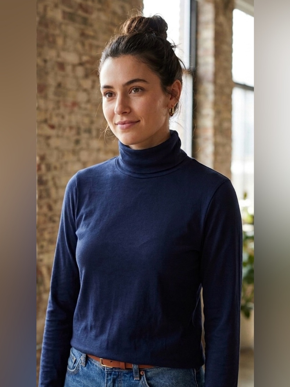 NWT J.Crew Re-Imagined Navy Blue Turtleneck 100% Cotton Size Small - Picture 1 of 8